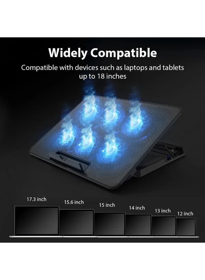 حامل تبريد كمبيوتر محمول قابل للتعديل مع منفذي USB لأجهزة الكمبيوتر المحمولة من 12 إلى 18 بوصة - Image 2